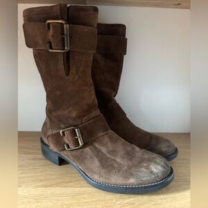 Paul Green Brown Suede Boots with Buckle Detail